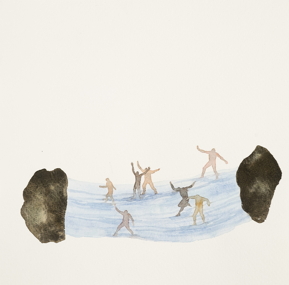 1. Maryam Mohry, We Walked on the River, water color and gouache on paper, 26.5×27 cm, 2021